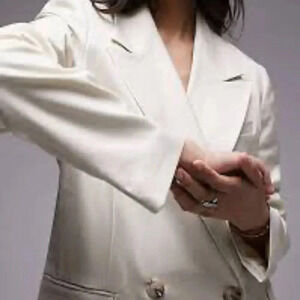 Topshop Women’s Blazer Double Breasted Ivory Oversized Size 2. New with tags